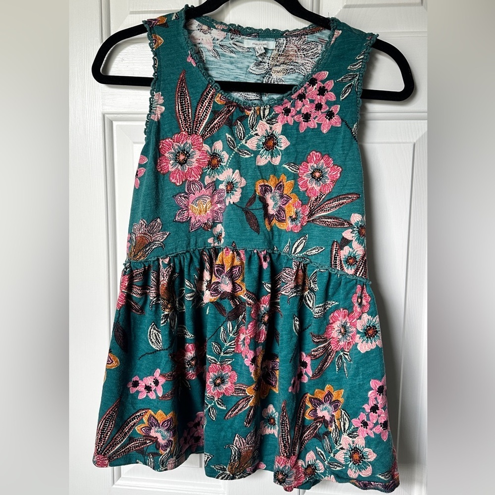 Maurice Floral Tank. Teal. babydoll